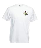 moustache print shirt Unisex T-Shirt MFAZ Morefaz Ltd Herren Und Damen T-Shirt Cannabis Moustache Ganja Welt Weed Face Rasta Kurzarm Shirt 420 (White T-Shirt Ganja NR 10, L)