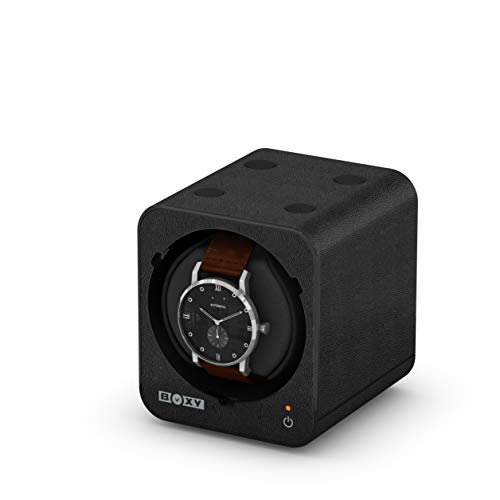 Made In Taiwan Boxy Modual Power Sharing System Fancy Brick Watch Winder Leather Black (With Adapter) #TOP1