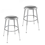 OEF Furnishings OEF6418H/2 Premium Commercial-Grade All-Purpose Round Stool (Height-Adjustable, 18–27 inch Range, Gray Frame, Vinyl Padded Seat, 2-Pack)