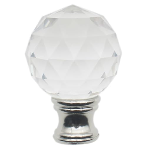 Image of 1 Pcs Crystal Lamp Finials Decorative Diamond Lamp Shade Finial 1-3 /4 inch Lamp Finial Cap Knob Clear Finials for Lamp Shades
