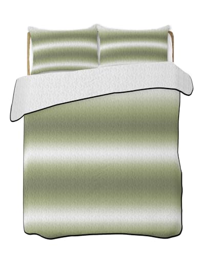 BaqwedCoSz Sage Green and White Ombre Quilts Bedding Set King