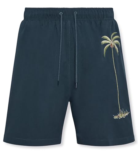 Bamboo Cay Mens Tropical Embroidered Single Palm Swimshort