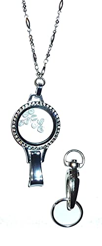 Floating Locket 30Mm Lanyard, Women's Fashion Badge Holder 34" Long, Beautiful Decorative Stainless Steel Chain! (White - Non Breakaway (Stronger)) #TOP5