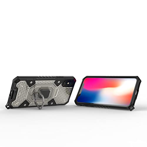 Image of Thermoplastic Polyurethane Tough Armor Bumper Back Case Cover For iPhone Xs|Ring Holder & Kickstand In-Built|360 Degree Protection Back Case Cover For iPhone Xs (Black)