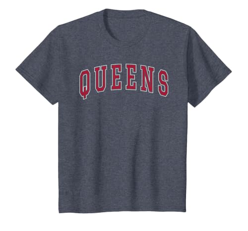 Queens New York Souvenir College Style Red Text T-Shirt, Youth, Heather Blue, 3T