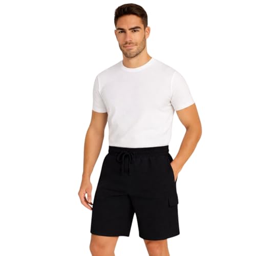 Image of KART BLACK Plus Sizes Men's Cotton Knee Length Shorts (XXL,3XL,4XL,5XL,6XL,7XL,8XL Shorts) | Gym Life Printed Shorts | Casual and Night Wear Mens Shorts