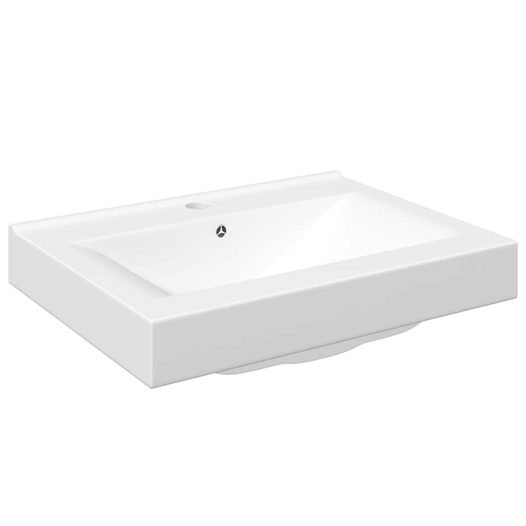 Vidaxl White Rectangular Ceramic Basin Sink With Faucet Hole 60X46 Cm
