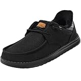 STQ Slip on Maternity Shoes for Women's Winter Fur Lined Loafers Comfort Orthopedic Sneakers for Foot Pain Relief All Black US 8