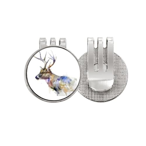 Marqueur de balle de golf avec clip magnétique émaillé motif renne coloré