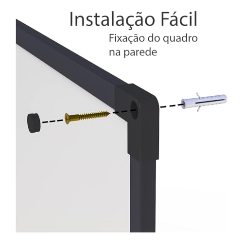 Quadro Branco Uv Moldura Mdf Revestido Preto Soft STALO, 60x40