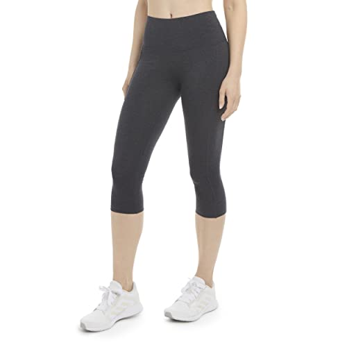 Energy Zone Womens Cotton Stretch Crop With Pocket Leggings, Charcoal Heather, Large Us #TOP3