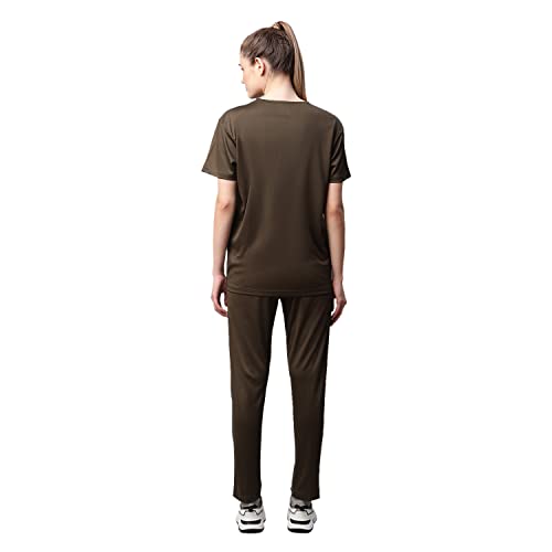 Image of Mack Jonney Dryfit Lycra Solid Tracksuit Co-ord Sets for Women (Pack of 2)-DRYFIT T D10 BLU OLV 004-P