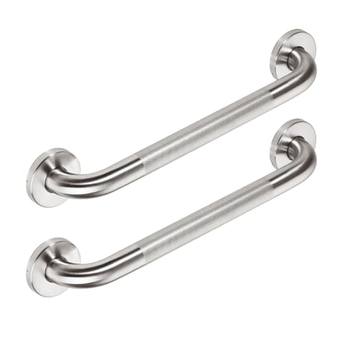 Jakarda 2pack18inch Textured Handicap Grab Bar for Shower, Shower Handles for Elderly, Shower Grab Bars for Seniors with Concealed Screws Brushed Nickel