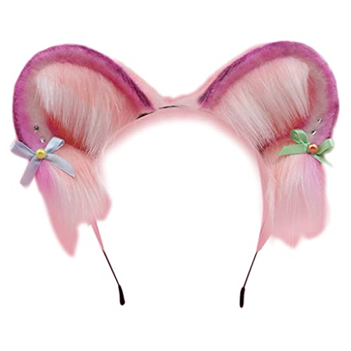 Serre-tête oreilles de chaton en peluche douce et strass de qualité pour coiffure sophistiquée