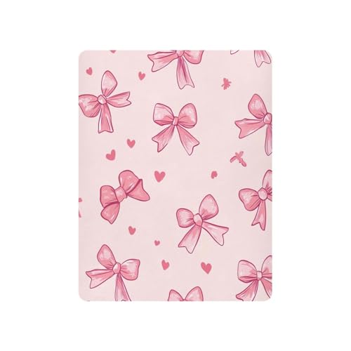 YETTASBIN Bow Pink Fitted Crib Sheet for Baby Boys Girls, Extra Soft Breathable Nursery Bedding Sheet for Standard Crib and Toddler Mattresses, 27 x 39 in