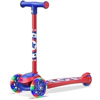 Scooter Stars Kids LED 3-Wheel Scooter with Wide Anti Slip Deck & Rear Foot Brake (Star Theme)