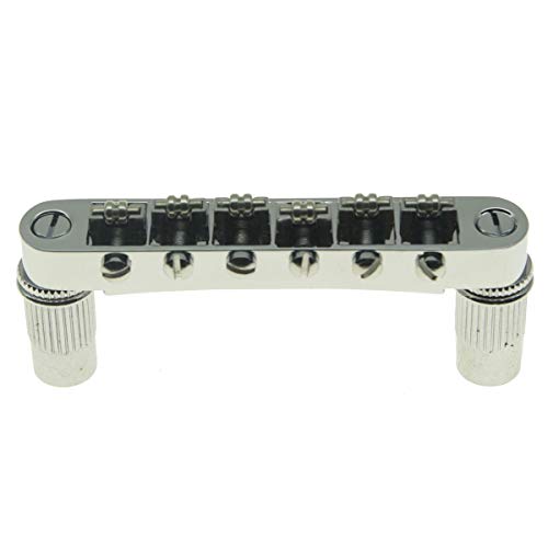 Kaish Chrome Guitar Roller Saddle Bridge Tune-O-Matic Bridge With Roller Saddles For Epiphone Les Paul,Sg,Dot,Bigsby Guitar With M8 Threaded Posts #TOP3