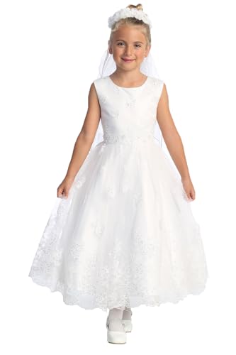White First Communion Dress for Girls - Catholic Holy 1st Communion Dress - Vestidos de Primera Comunión Niña