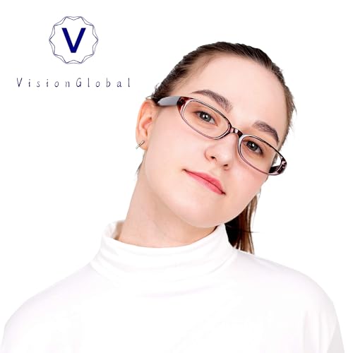 Image of VisionGlobal 1 Pairs /4 Pairs Reading Glasses with Spring Hinge, Blue Light Blocking Glasses for Women /Men