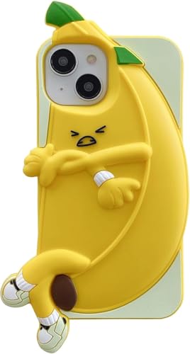 Custodie per telefono Kawaii per iPhone 13 Cute Cartoon Baby Calls custodia per 3D divertente banana per donne ragazze in morbido antiurto per 13 silicone giallo