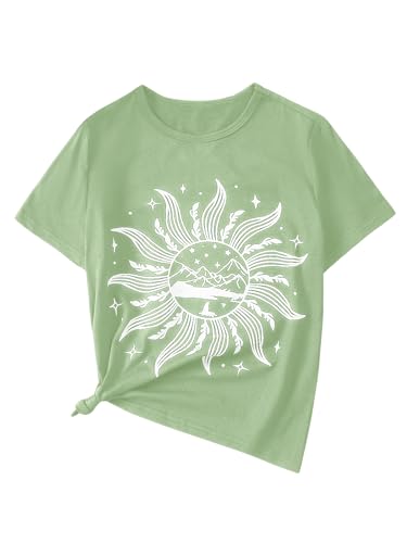 SOLY HUX Graphic Tees for Girl Floral Print Short Sleeve Round Neck T Shirts Tops