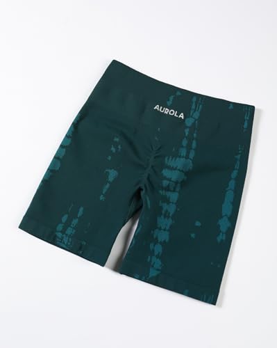 Image of AUROLA Serpent Seamless Scrunch Workout Shorts for Women,Tummy Control Squat Proof Ribbed Thick Active Gym Short