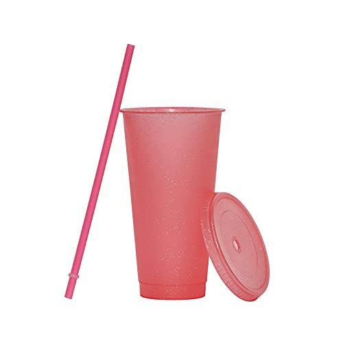 Suertestarry Tumbler With Straw And Lid,Water Bottle Iced Coffee Travel Mug Cup,Reusable Plastic Cups,Perfect For Parties,Birthdays,24Oz-5 Pack (Rainbow Glitter(24Oz) #TOP3