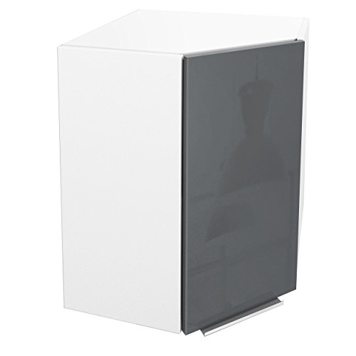 Berlioz Creations CG58HG Meuble d'Angle Haut de Cuisine Gris Haute Brillance 58 x 58 x 70 cm, Fabrication 100% Française