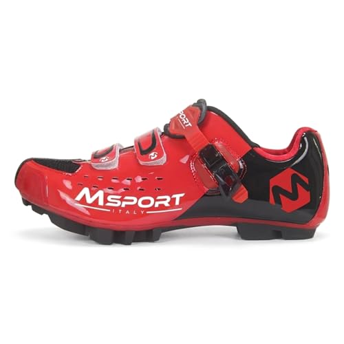 Zapatillas MTB Ciclismo Mountain Bike Profesionales Transpirables para Hombre y Mujer, compatibles Pedales Shimano SPD - Rojo 41 EU