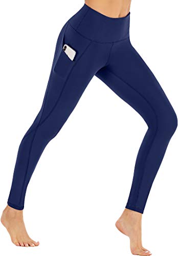 Ewedoos Fleece Lined Leggings with Pockets for Women- Winter Leggings for Women High Waisted Thermal Workout Leggings (Navy, Medium)