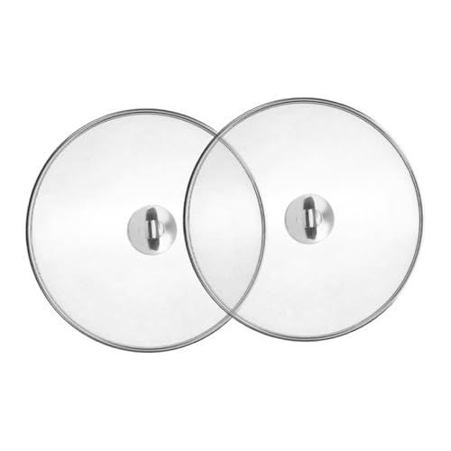 STOBAZA 2pcs Stainless Steel Oil Splatter Screens Grease Guard with Heat Resistant Knob for Frying Cooking Dishwasher Safe Versatile Kitchen Tool