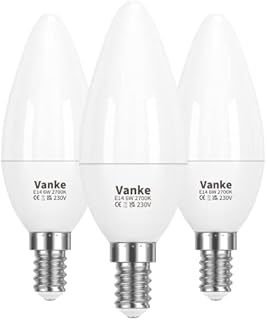 E14 LED Light Bulb, Warm White 2700K, 6W (40 Watts Equivalent), 470 Lumen LED Candle Bulb, SES Small Edison Screw Light Bulbs, Non-Dimmable, Pack of 3