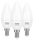 Vanke E14 LED Light Bulb, Warm White 2700K Yellow Light, 6W (40 Watts Equivalent), 470 Lumen LED Candle Bulb, SES Small Edison Screw Light Bulbs, Non-Dimmable, Pack of 3