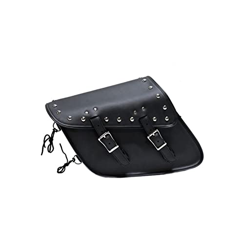 Alforjas para motocicleta de PVC y cuero sintético, impermeables, con remaches, para Softails, Sportsters y Choppers, bolsa lateral para motocicleta (13" x 4" x 10") miniatura 1