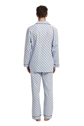 Image of GLOBAL Mens Pajamas Set, 100% Cotton Woven Drawstring Sleepwear Set with Top and Pants /Bottoms