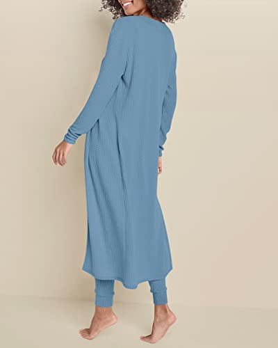 Image of Eurivicy Womens Lounge Set Waffle Knit 3 Piece Pajama Sets Tank Tops Loose Pants with Long Cardigan Loungewear 2026