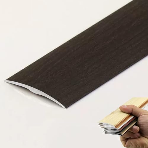 JNTFNE Tira de transición para Suelo con veta de Madera, Reductor de umbral de 91 cm a 130 cm, autoadhesiva, para Suelo Laminado, Divisor Plano de Metal para Puertas (Nogal Negro, 90 cm de Largo).