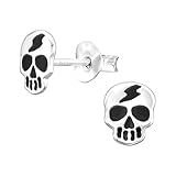 Livré dans un coffret cadeau Boucles d\'oreilles à tige tête de mort en argent sterling 925, Argent
