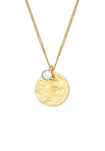 Collier plaque pierre de lune argent 925 femme Elli, bijou bohème
