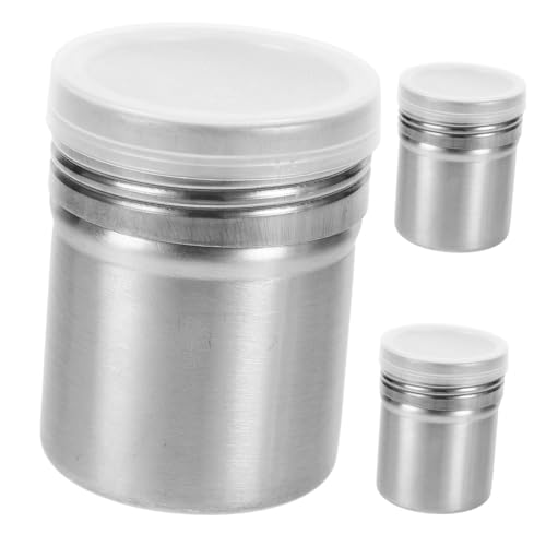 FUNOMOCYA 3pcs Stainless Steel Condiment Jars Crank Flour Shaker Shaker Sifter Seasoning Cans for Baking Cooking Random Color
