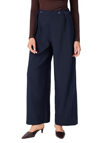 CIDER Women's Wide Leg Trousers Middle Waist Casual Stylish Button Pants3