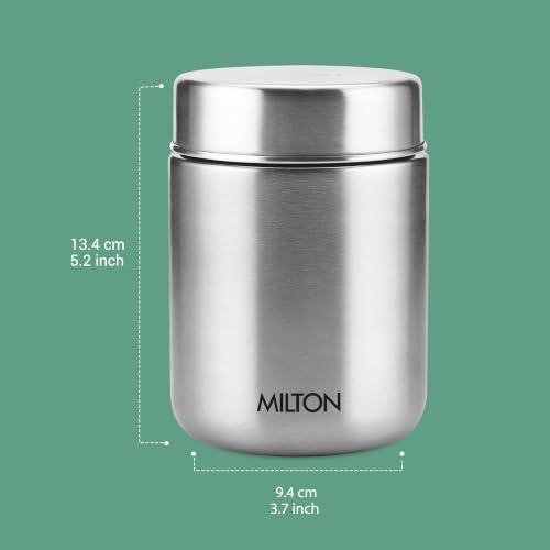 Image of Milton Grab N Go 450 Thermosteel Vacuum Insulated Food Jar|Hot & Cold Thermal Flask|Double Walled|Leak Proof|Ideal for carrying Soup, Khichdi, Sweet Corn to Office, School & Travelling, 410 ml, Silver
