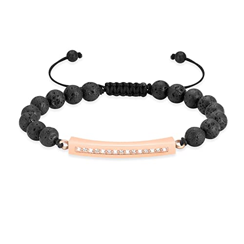 Image of memorial jewelry Classic Crystal Urn Bracelet Lava Stone 316L Stainless Steel Cremation Bangle Keepsake Urn Bracelet for Ashes