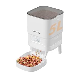 Automatic Cat Feeder 5L – Timed Pet Feeder for Cats and Dogs with Dry Cat Food Dispenser, Dog and Cat Food Storage Container, Programmable Control 1-6 Meals Pet Day, 10s Voice, Safety Lock