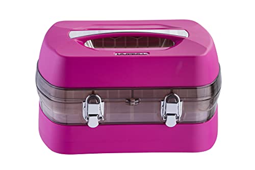 Maleta Manicure Dompel organizadora 34 Esmaltes e Acetona rosa