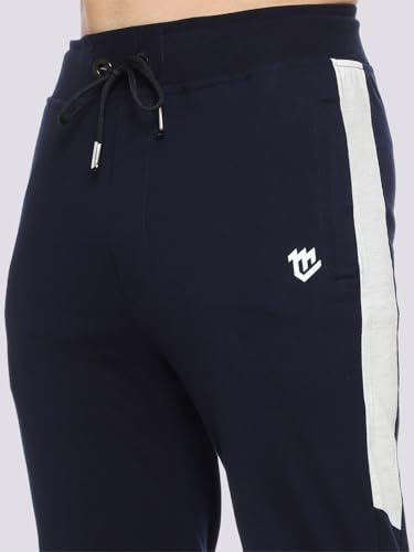 Image of MARK LOUIIS Track Pants for Men: Regular Fit Cotton Blend Lower with 2 Side Zipper Pockets, Back Pocket - Your Go-to for Running, Gym, and Comfortable Style.