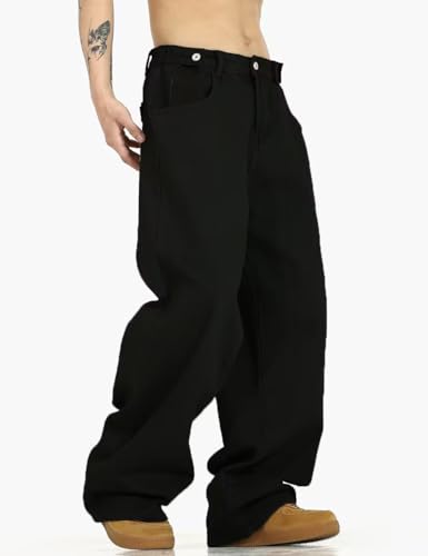 Nutriangee Men's Y2k Hip Hop Baggy Jeans Wide Leg Denim Pants Casual Loose Fit Streetwear Denim Pants4