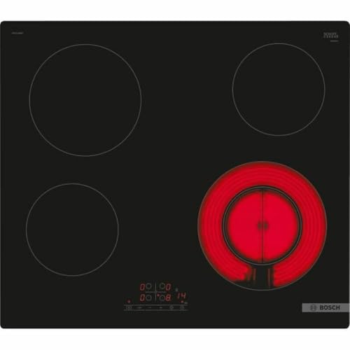 Bosch PKF611BB8E, Série 4, plaque de cuisson vitrocéramique, 4 foyers, 60 cm, Puissance 6600 W, Noir