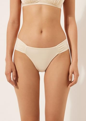 Woman's Draped Brazilian Swimsuit Bottom Shiny Satin2