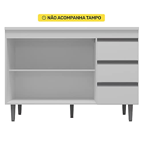 Balcão Gabinete Andréia de Pia 120cm Sem Tampo 2 Portas Branco - Desk Design 6 Balcão Gabinete Andréia de Pia 120cm Sem Tampo 2 Portas Branco - Desk Design - Imagem 6